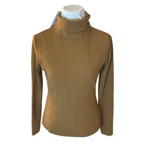 NWT Adore Me Womens Turtleneck Top Ribbed Long Sleeve Brown Sugar Size M NWT
